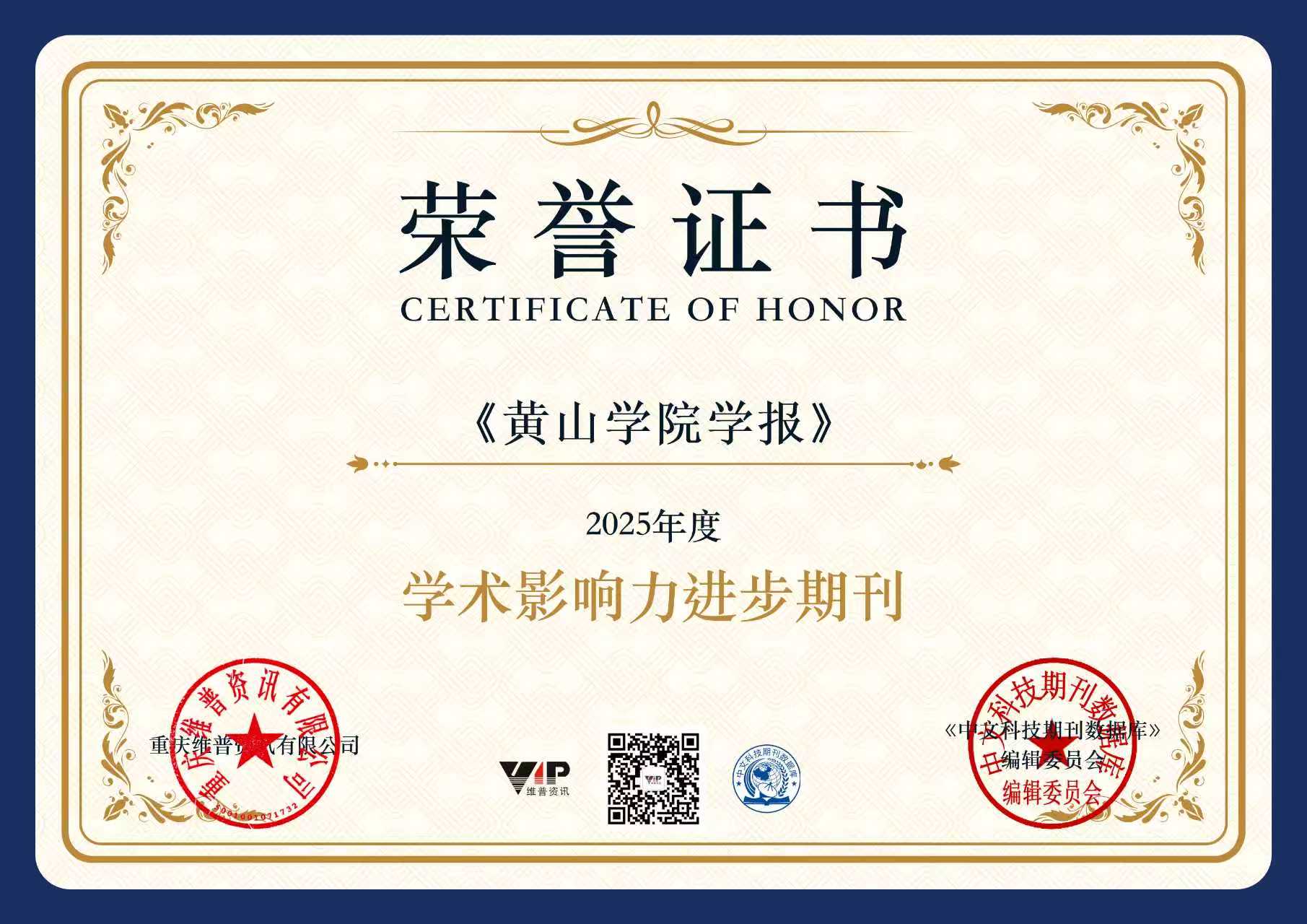 2025年维普学术影响力提升奖